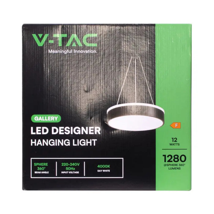 LED PENDANT 12W 4000K 1280LM BLACK V-TAC - Пендели<<<Вътрешно осветление<<<Осветление<<<Praktiker&&&Пендели<<<Вътрешно