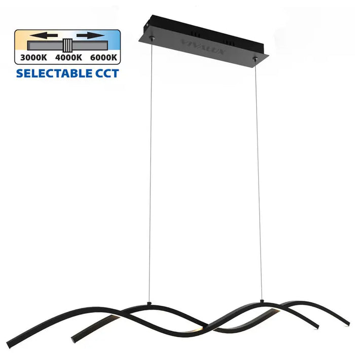 LED PENDANT 27W 3000-4000-6000K 1182LM BLACK VIVALUX LOARA - Пендели<<<Вътрешно