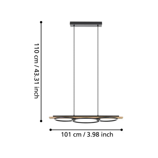 LED PENDANT 2X12W 3000K BLACK EGLO BOYAL - Пендели<<<Вътрешно осветление<<<Осветление<<<Praktiker&&&Пендели<<<Вътрешно