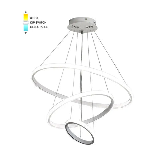 LED PENDANT 3 RINGS 56W 3000-4000-6000K WHITE VITO - Пендели<<<Вътрешно