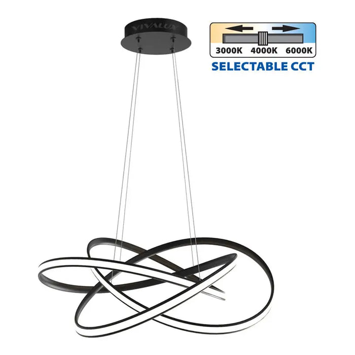 LED PENDANT 60W 3000-4000-6000K 2658LM BLACK VIVALUX MAREA - Пендели<<<Вътрешно