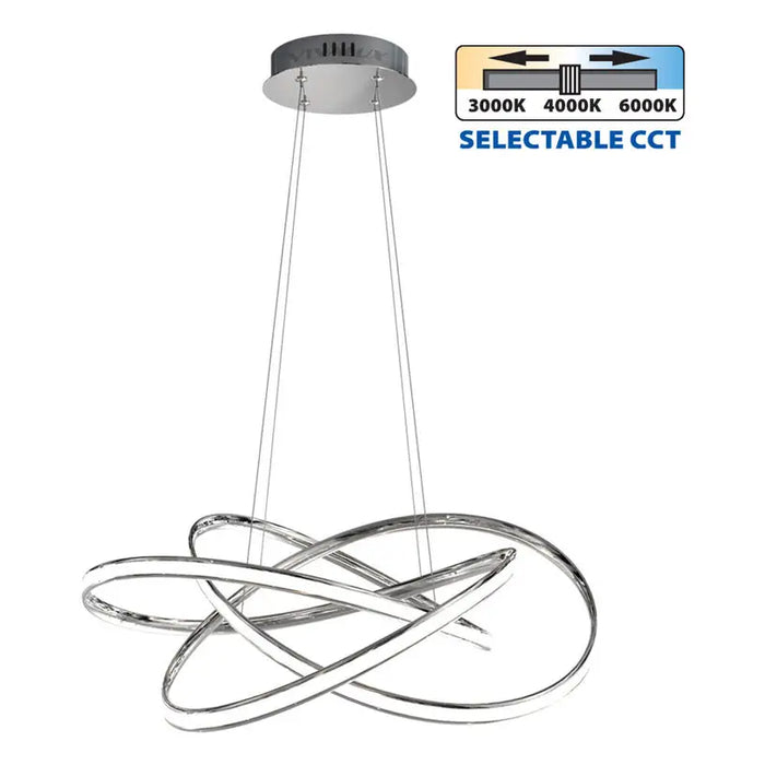 LED PENDANT 60W 3000-4000-6000K 3411LM CHROME VIVALUX MAREA - Пендели<<<Вътрешно
