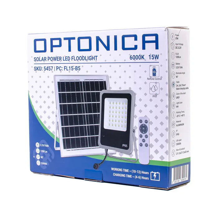 LED SOLAR FLOODLIGHT 15W 1200LM 6000K IP65 OPTONICA - Соларни прожектори<<<Външно осветление<<<Осветление<<<Praktiker