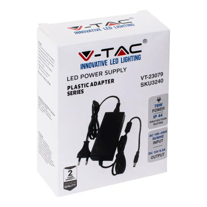 LED TRANSFORMER 78W 6.5A 12V IP44 V-TAC - LED ленти и аксесоари<<<Вътрешно осветление<<<Мебели и