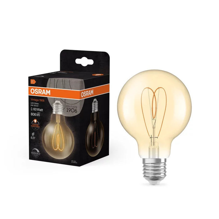 LED LAMP VINTAGE 1906 CLA60 G80 GOLD HEART FIL DIM 8W E27 LEDVANCE