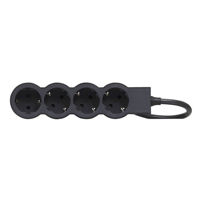 POWER SUPPLY BLACK/DARK GRAY LEGRAND 4 SOCKETS / 1.5 M. 694553