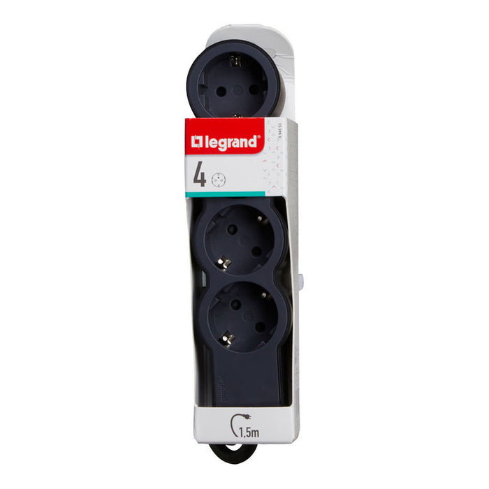 POWER SUPPLY BLACK/DARK GRAY LEGRAND 4 SOCKETS / 1.5 M. 694553