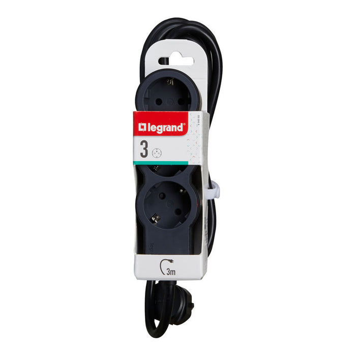 BLACK/DARK GRAY LEGRAND 3 SOCKET / 3 M. 694560