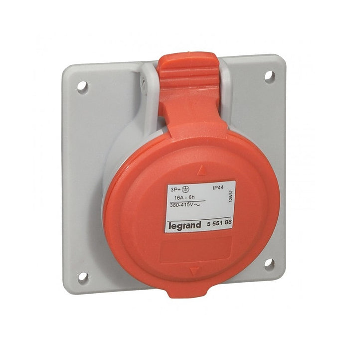 PANEL SOCKET IP44 3P+N+E, 16A 380/415V LEGRAND - GRAY/RED