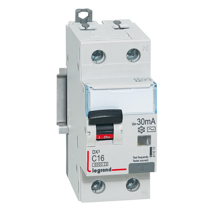 COMBINED RESIDUAL OVERCURRENT SWITCH DTZ+DX3 1P+N 16A 30mA LGR 411013 LEGRAND