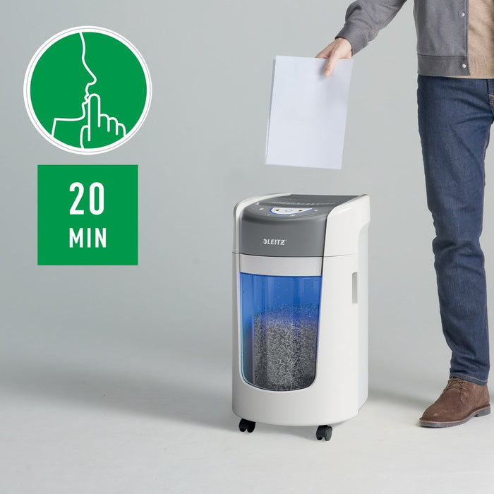 Leitz IQ OptiMax Home Office 225 Micro Cut Paper Shredder Security P5 15L - White