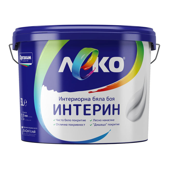 INTERIN INTERIOR WHITE PAINT 3 L LEKO