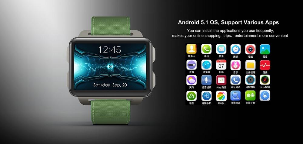 LEMFO LEM4 PRO Smart watch MTK6580 SIM card Android 5.1 1GB + 16GB 1200mAh battery Wifi 3G video call - Smart watches