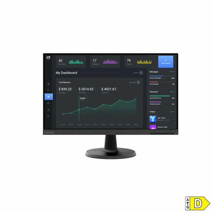 LENOVO D24-40 23.8inch 16:9 1920x1080 75Hz 3000:1 3M:1 250cd/m2 4ms 1xHDMI 1xVGA NTSC - Консюмър и гейминг