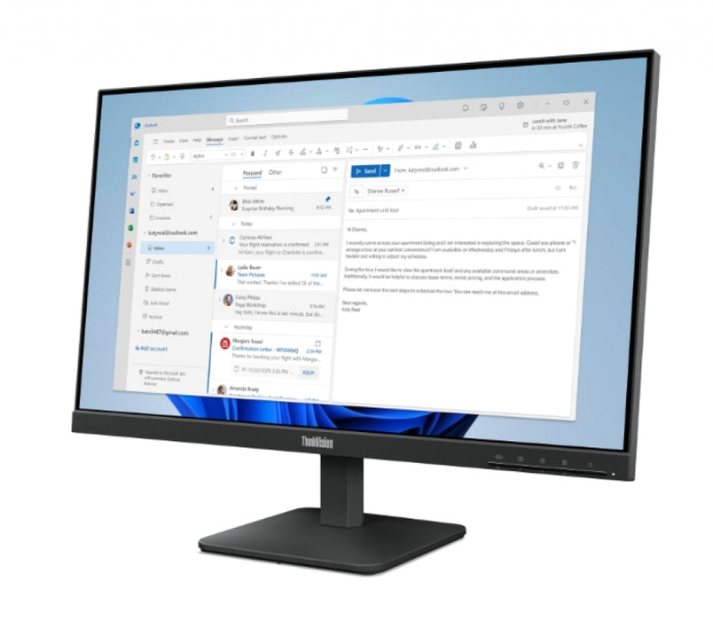 Monitor Lenovo ThinkVision S24-4e 23.8" IPS WLED, 1920x1080, 16:9, 4ms, 100Hz, 250 cd/m2, 1300:1, HD