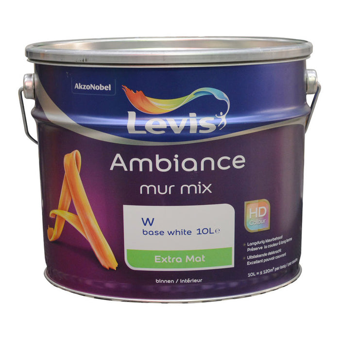 INTERIOR ACRYLIC PAINT WASHABLE WITH MATTE FINAL EFFECT 10 L LEVIS AMBIANCE MUR EXTRA MAT MIX