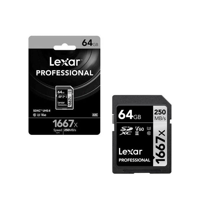 MEMORY CARD DXC 64GB 250/80MB/s UHS-II V60 U3 LEXAR S
