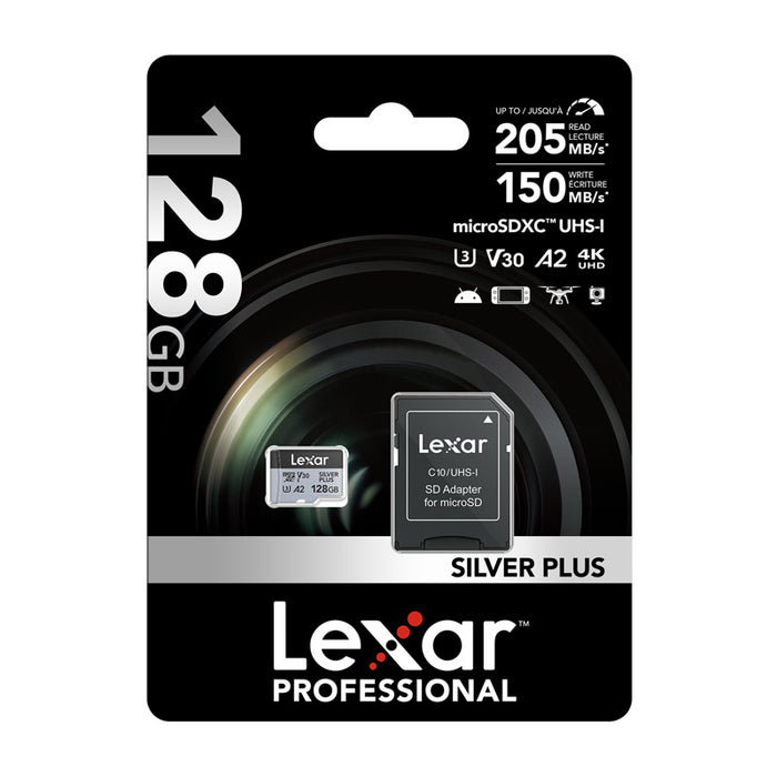 Karta pamięci Lexar High-Performance Silver Plus microSDXC 128GB + adapter