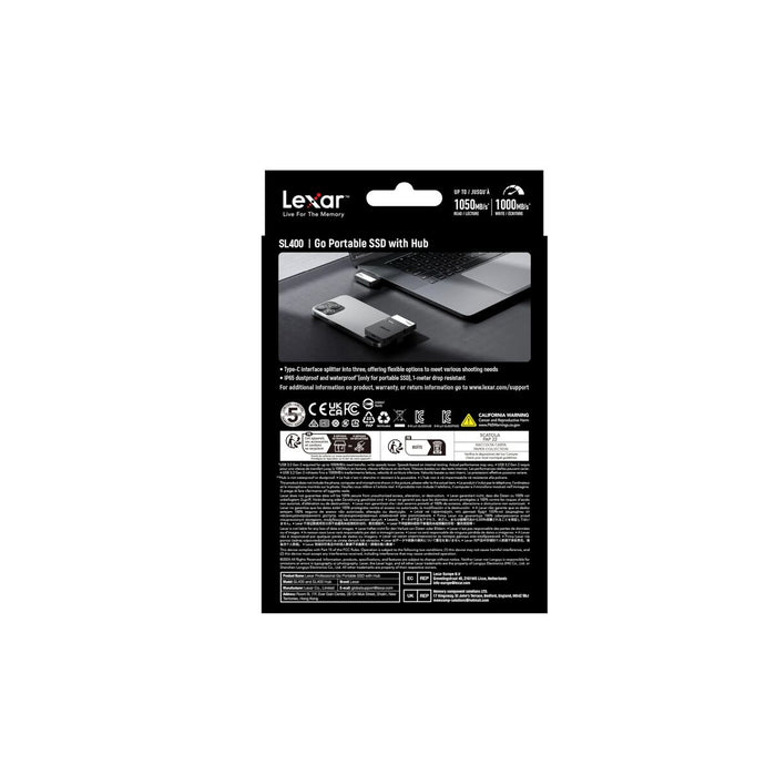 Lexar Professional SL400 2TB Portable SSD + Hub
