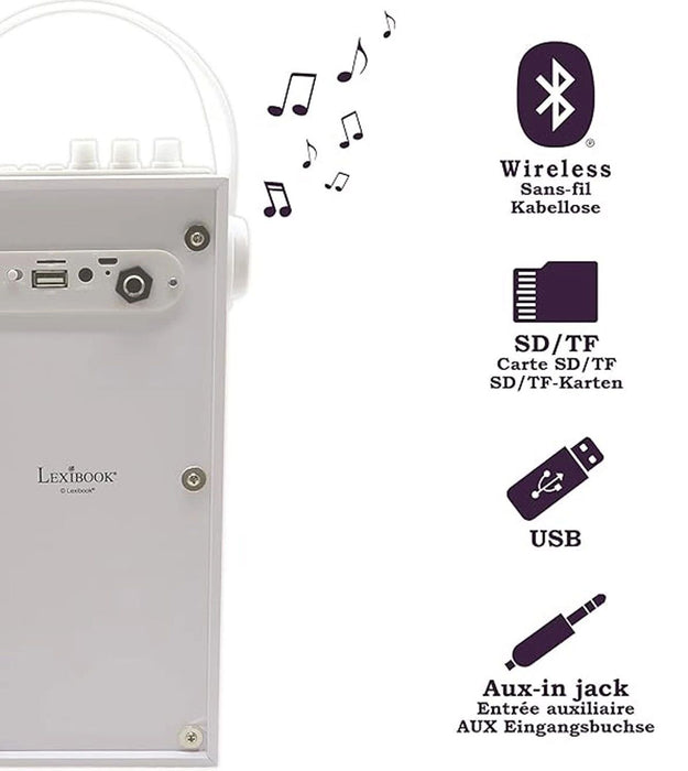 Portable Bluetooth Speaker with Microphone iParty Lexibook BTP180Z White Bluetooth