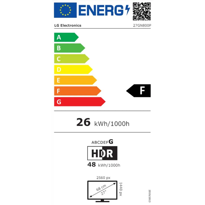 LG 27GN800P-B.AEU LED display 68.6 cm (27’’) 2560 x 1440 pixels Quad HD Black
