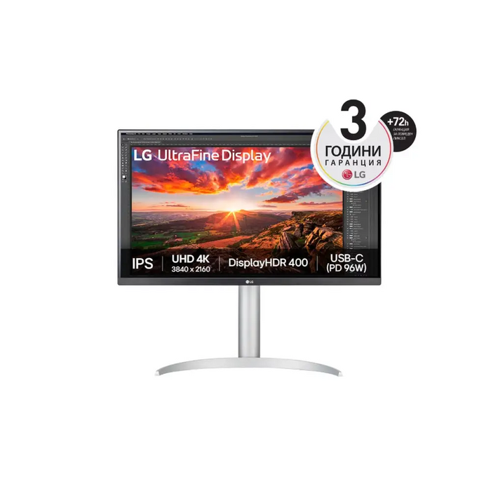 LG 27UP850K-W 27’’ UltraFine UHD IPS 4K 5ms 1200:1 400cd/m2 3840 x 2160 DCI-P3 95% HDR 400 HDMI USB-C PD- 96 W