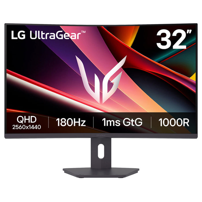 LG 32G600A-B, 31.5" UltraGear Curved Gaming VA, AG, 1ms, 180Hz, 3000:1, 300cd/m2, QHD (2560x1440), AMD FreeSync, Dynamic Action Sync, HDR 10, sRGB 99%, HDMI, DisplayPort, Tilt, Headphone out,  Black