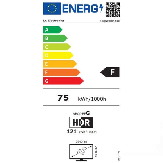 TV LG 55QNED84A3C, 55"(139 cm), 4K Ultra HD, AI QNED84, Smart TV, 2025