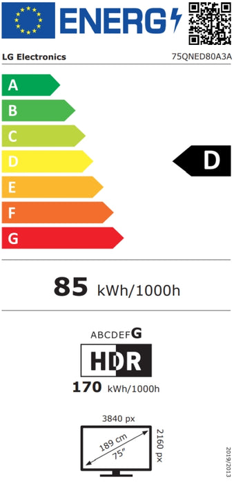 TV LG 75QNED80A3A, 75"(189 cm), QNED AI QNED80 4K Smart TV 2025