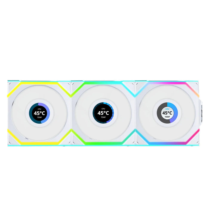 Fans 3 pcs Lian Li UNI FAN SL Wireless LCD Reverse Blade ARGB PWM - 120 mm White