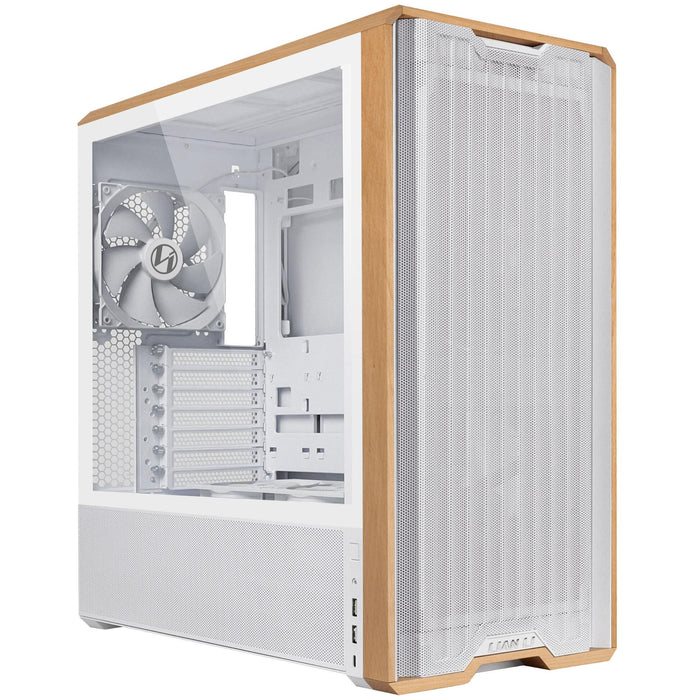 Box Lian-Li LANCOOL 217 Mid-Tower, Tempered Glass, Wood-White