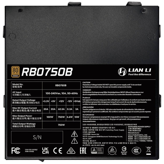 Power supply unit Lian Li RB750B Black 750W 80+ Bronze PCIe 5.1, ATX 3.1