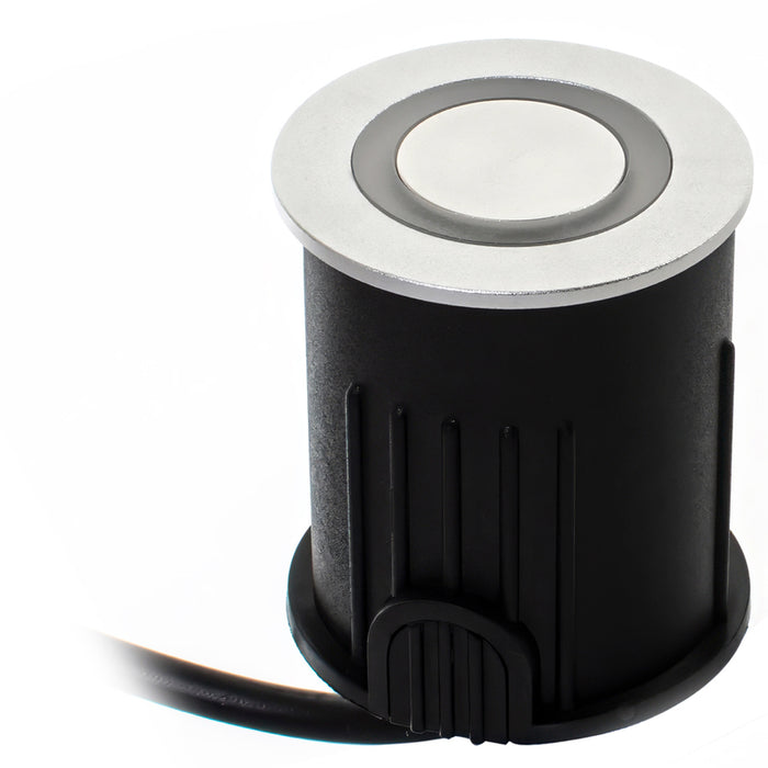 LED FIXTURE FOR BUILDING IN THE GROUND 24V 3W 6000K IP67 Ф46 SILVER LIGHTEX NITRO