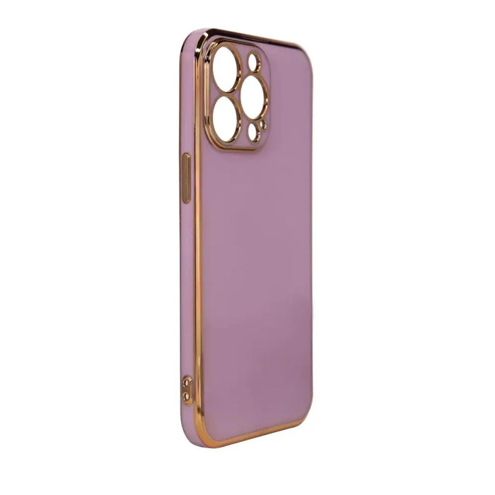 Lighting Color Case for iPhone 12 Pro Max purple gel cover with gold frame - Cell phone cases and covers<<<HurtelXML