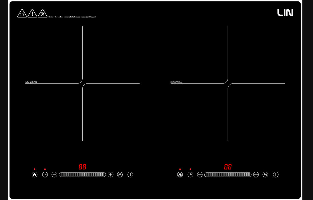 Induction hob LIN LI2H-180 cable with plug 1.2m 3200 W