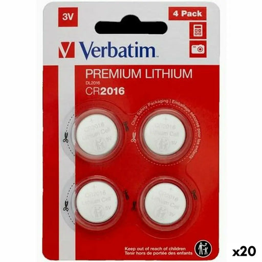 Lithium Button Batteries Verbatim 3 V CR2016 4 Pieces (20 Units) - Електроника Батерии<<<Компютри|