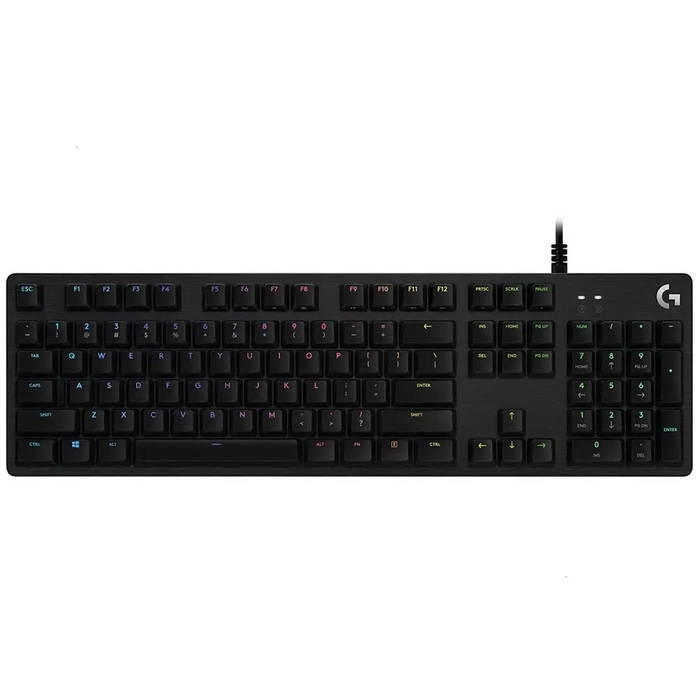 Logitech G512 Keyboard GX Blue Clicky Lightsync RGB USB Passthrough Data/Power Alumium Alloy Game Mode Black Carbon
