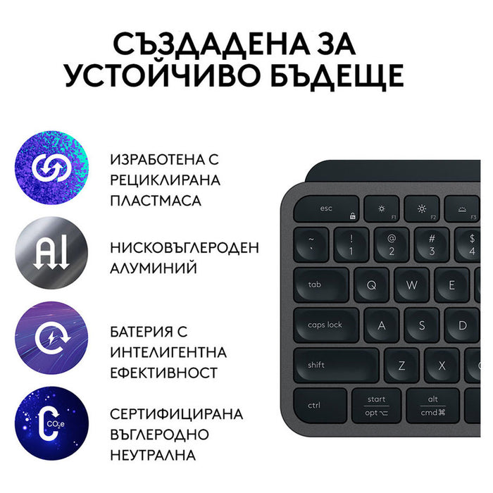 Logitech MX Keys S Combo Keyboard and Mouse Set, Wrist Rest, Black