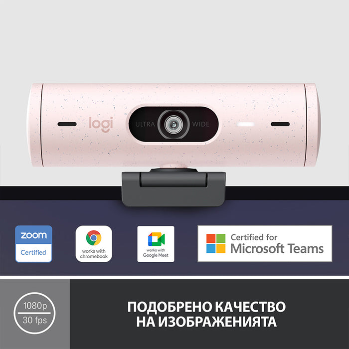 Logitech BRIO 500 Rose Full HD webcam, microphone, USB