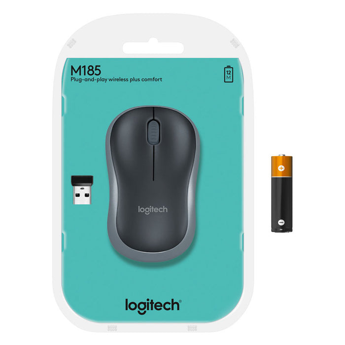 Wireless optical mouse LOGITECH M185, USB, Gray/Black