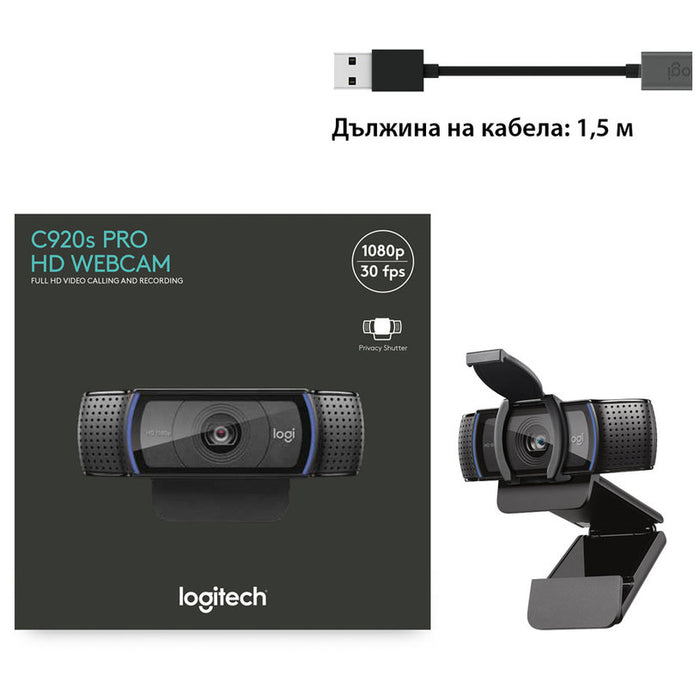 Webcam with microphone LOGITECH C920s Pro