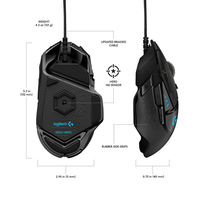 Logitech G502 HERO Proteus Spectrum RGB gaming mouse