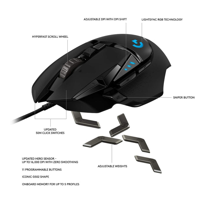Logitech G502 HERO Proteus Spectrum RGB gaming mouse