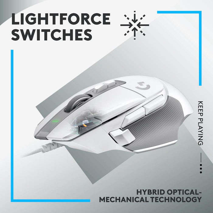 Logitech Gaming Mouse, G502 X, Optical, Wired, USB, White