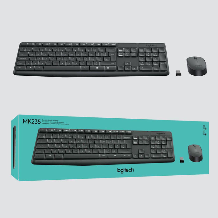 Logitech MK235 Wireless Keyboard and Mouse Combo, Black