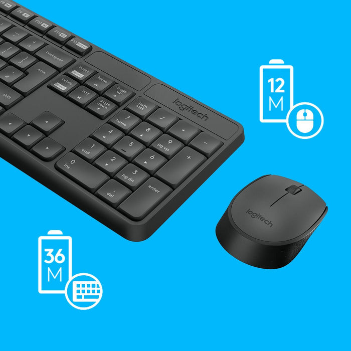 Logitech MK235 Wireless Keyboard and Mouse Combo, Black