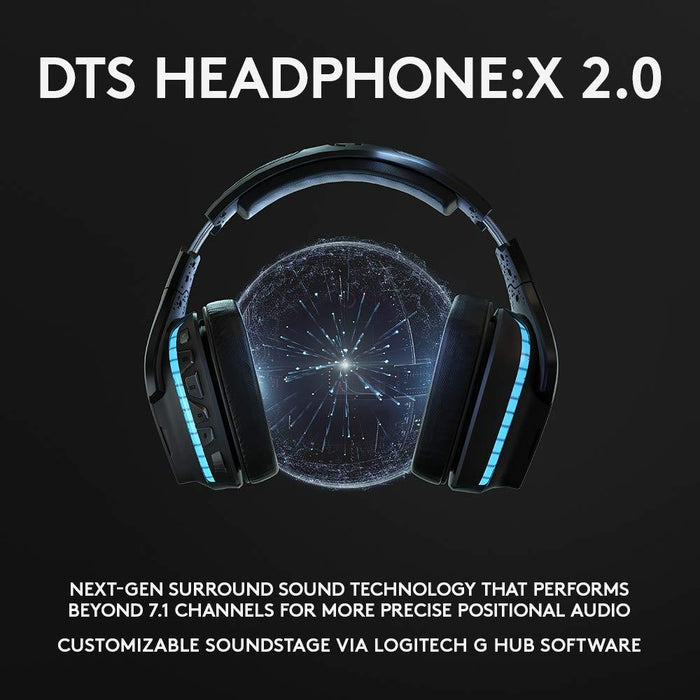 Logitech Gaming Headset, G935 7.1 Wireless 7.1 Surround Lightsync, Wireless, Black