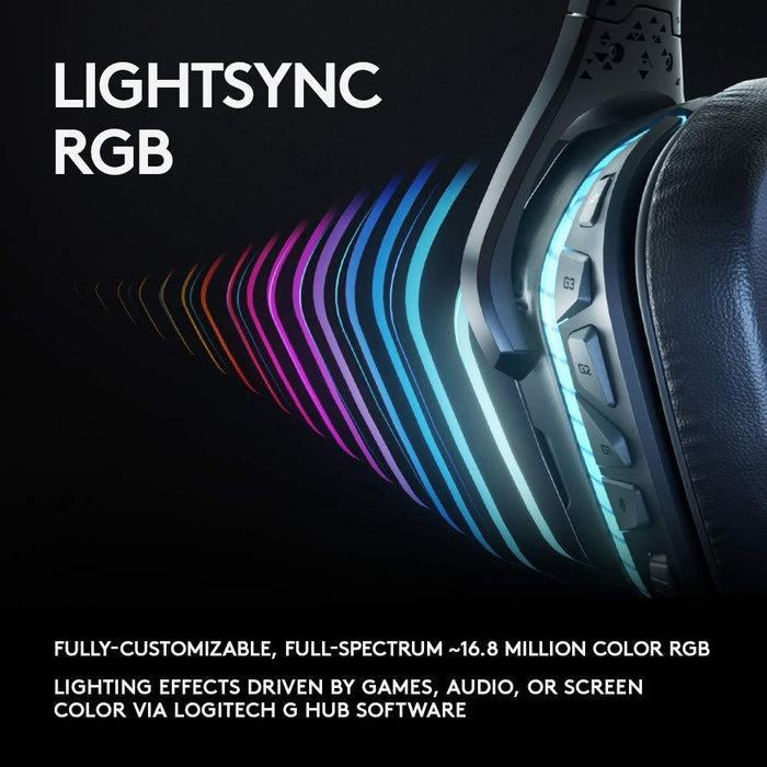 Logitech Gaming Headset, G935 7.1 Wireless 7.1 Surround Lightsync, Wireless, Black