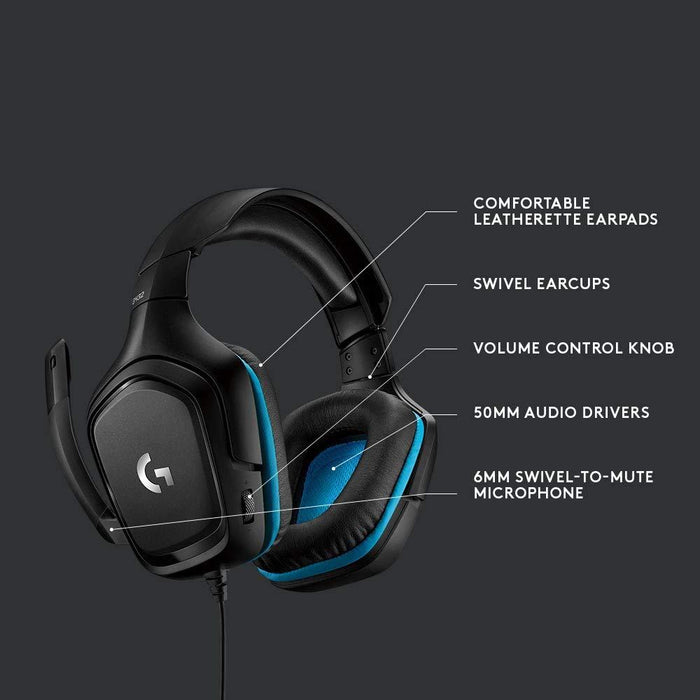 Logitech G432 Gaming Headset, Microphone, Black