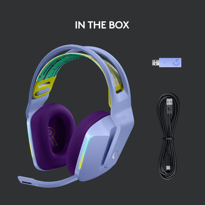 Logitech G733 Lilac Lightspeed Wireless RGB Gaming Headset, Microphone, Purple